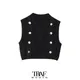 TRAF Women Fashion Front Button Cropped Knit Vest Sweater Vintage O Neck Sleeveless Female Waistcoat