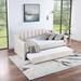 Striped Tufted Wingback Twin Size Daybed Sleeper Loveseat with Trundle Wood Platform Bed Frame, for Bedroom Apartment, Beige