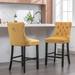 Sealy Contemporary Upholstered Bar Stools with Button Tufted and Wooden Legs - N/A