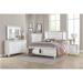 Rosalinda 3 Piece White Modern Faux Leather Upholstered LED Storage Platform Bedroom Set