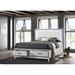 Eastern King Size Platform Bed Frame with LED Headboard-Shimmering Silver Trim Accent Frame Low Footboard wtih 2 Storage Drawers