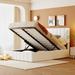Upholstered Platform Bed Lift Up Storage Bed Frame with Gas Lift up Hydraulic Storage System, Linen Vertical Tufting Headboard