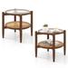 Gymax 2 PCS 2-Tier Round Side End Table PE Rattan Nightstand Tempered