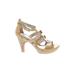 Sofft Heels: Gold Print Shoes - Women's Size 6 - Open Toe