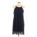 Monteau Casual Dress - Shift Halter Sleeveless: Blue Print Dresses - Women's Size Large