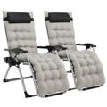 Zimtown 2 Pack Outdoor Zero Gravity Folding Lounge Chair with Cushion for Beach Patio Pool Yard Gray