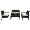 Sythers Rattan Sofa Set 2pcs Arm Chairs 1pc Love Seat & Tempered Glass Coffee Table Brown Gradient