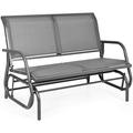 Swing Glider Chair 48 Inch with Spacious Space 2 People Swing Lounge Glider Chair Cozy Patio Bench Outdoor & Indoor for Patio Backyard Poolside Lawn Steel Rocking Garden Loveseat (Gray)