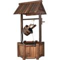Wishing Well Water Fountain Outdoor Rustic Wooden Fountain with Electric Pump Water Bucket Freestanding Decorative Wishing Well Water Feature for Backyard Patio Garden Lawn