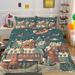 3Pcs Christmas Duvet Cover Sets Soft Comfy Bedding Set with Santa Claus Pattern Printed Comforter Cover Super Soft Microfiber Bedding Sets(NO Comforter)