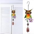 Meijuhuga Wind Chime Hanging Ornament European Style Owl Design Glass Paintings Handmade Decorate Creative Art Wind Chime Pendant Door Decoration for Home