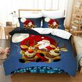 3 Piece Christmas Duvet Cover Set Snowflake Snowman Xmas Snata Claus Holiday Quilt Cover Sets Decorative Bedding Set(1 Duvet Cover +2 Pillowcases)