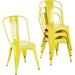 Metal Dining Chair Farmhouse Tolix Style for Kitchen Dining Room CafÃ© Restaurant Bistro Patio 18 Inch Stackable Waterproof Indoor/Outdoor (Sets of 4) (Steel Seat Yellow)