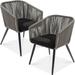 Set of 2 Patio Dining Chairs Outdoor Seating Set for Backyard Poolside Balcony Indoor Use w/Woven Wicker Design 250lb Weight Capacity - Gray/Black