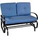 Outdoor Glider Bench Patio 2 Person Loveseat with Removable Cushion Padded Seat Stable Steel Frame Outside Glider Swing Chair for Deck Poolside Backyard Balcony Porch Glider(Navy)