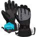 Ski & Snow Gloves - Waterproof Winter Snowboard Gloves for Skiing Snowboarding fits Men & Women - Windproof Cold Weather Gloves w/ Wrist Leashes Thermal Insulation & Synthetic Leather Palm