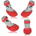 Dog Cat Boots Shoes Socks with Adjustable Waterproof Breathable and Anti-Slip Sole All Weather Protect Paws(Only for Tiny Dog) (M Red)