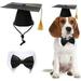 Lamphyface Pet Graduation Caps with Bow Tie Necktie Collar Dog Graduation Hats Accessory Costume for Dogs Cats