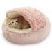 KIHOUT Dog Cave Bed for Small Dogs Cats Pets Anti Anxiety Calming Plush Lining Dog Beds Fluffy Covered Hooded Cozy Burrow Puppy Beds Anti-Slip Bottom Washable Pet Sleep Bag 40CM