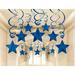 AimtoHome Party Swirl Decorations Hanging Swirl for Ceiling Decorations Blue with Star Pack of 30