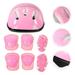 Goilinor 7pcs in 1 Set Pink Adjustable Skating Helmet Kits Outdoor Protector Skateboard Gear Knee Pad Elbow Pads Balance Car Protective Pads for Kids