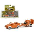 1973 Volkswagen Thing (Type 181) Convertible Orange and 1920 Indian Scout Motorcycle Orange with Utility Trailer Hitch & Tow Series 26 1/64 Diecast Model Car by Greenlight