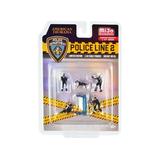 Police Line 2 6 piece Diecast Set (4 Police Figures 1 Dog Figure and 1 Accessory) Limited Edition to 4800 pieces Worldwide for 1/64 Scale Models by American Diorama