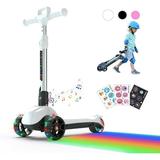 iScooter Electric Scooter for Kids Ages 3-6 Bluetooth Music Speaker LED Light-up Wheels Thumb Accelerator 3 Adjustable Height Toddler Motorized Scooters Electric Scooter for Girls/Boys
