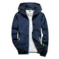 KIJBLAE Clothing Clearance Jacket Men s Warm Caot for Winter Running Cycling Waterproof Hooded Jackets Packable Windbreaker Lightweight Reflective Rain Windproof Bike Rain(Blue XXXXXXL )