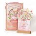 LSLJS New 2024 Flower Calendars Desktop Decorations Flower Basket Shape Card Calendars with Wooden Base Flowers Memo Notes Planner Calendar Monthly Desktop Calendars Christmas Gifts for Girls