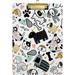 Hyjoy 12x9in Cartoon Dogs Clipboards Standard A4 Letter Size Nursing Clipboard with Low Profile Metal Clip Decorative Clip Board for Office Supplies Gold