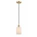 516-1P-SG-G341-Innovations Lighting-Hadley - 1 Light Cord Hung Mini Pendant In Art Deco Style-8 Inches Tall and 4.5 Inches Wide-Satin Gold