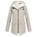 snowsong Women Outdoor Loose Solid Plus Size Thick Warm Hooded Raincoat Windproof Winter Outdoor Women s Coat Womens Coats Womens Winter Coats Rain Jacket Women Winter Jackets for Women Beige 3XL
