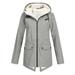 snowsong Women Outdoor Loose Solid Plus Size Thick Warm Hooded Raincoat Windproof Winter Outdoor Women s Coat Womens Coats Womens Winter Coats Rain Jacket Women Winter Jackets for Women Grey XL