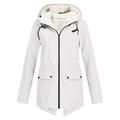 snowsong Women Outdoor Loose Solid Plus Size Thick Warm Hooded Raincoat Windproof Winter Outdoor Women s Coat Womens Coats Womens Winter Coats Rain Jacket Women Winter Jackets for Women White M