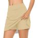 GUIGUI Women s Mini Skirt Womens Casual Solid Tennis Skirt Yoga Sport Active Skirt Shorts Skirt Casual Flowy Skirt(Khaki Size-L)