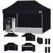 Eurmax 10x15 Ez Pop-up Canopy Tent with 4 Sidewalls and Roller Bag Bonus 4 SandBags (Coal)