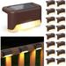 Solar Deck Lights - 16 Pcs Outdoor Waterproof Led Solar Fence Lamp for Steps Fence Deck Railing and Stairs - Warm White