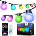 RGB Patio Lights 50FT Outdoor String Lights with 54 Scene Modes Globe G40 Bulbs 25 Dimmable Hanging Lights for Backyard Porch Balcony Party Decor