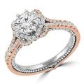 1.8 CTW Round Diamond Halo Engagement Ring in 14K Two-Tone Gold - Size 8.5