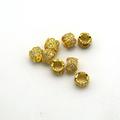 7mm x 7mm Gold Plated CZ Cubic Zirconia Inlaid Circle/Ring Shaped Bead with 4mm Holes