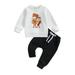 Wassery 2PCS Toddler Thanksgiving Clothes Baby Boys Fall Winter Outfits Set Long Sleeve Letters Pie Print Sweatshirt Tops+ Elastic Waist Sweatpants Infant Thanksgiving Costume 0-3T