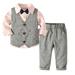 Aayomet Toddler Little Boy Outfit Bowtie Cloth Toddler Wedding Pants Boy Suit Vest Sets Boys Outfits&Set (Pink 3-4 Years)