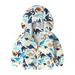 Boys Autumn Winter Baby Grils Dinosaur Print Zipper Hooded Windproof Coat