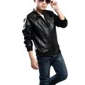 HBFAGFB Boys Jacket Little Boys Leather Zipper Jacket Lightweight and Fashion PU Outwear Black Size 150
