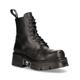 New Rock Unisex Black Leather Military Biker Boots- M-NEWMILI083-S19 - Size EU 40