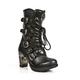 New Rock Womens Ladies Black Leather Metallic Gothic Boots- TR003-S1 - Size EU 37