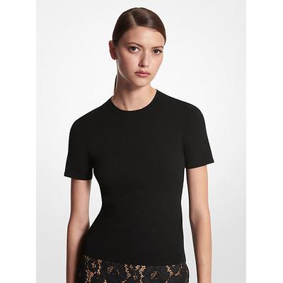 Michael Kors Stretch Viscose Short-Sleeve Sweater Black XS
