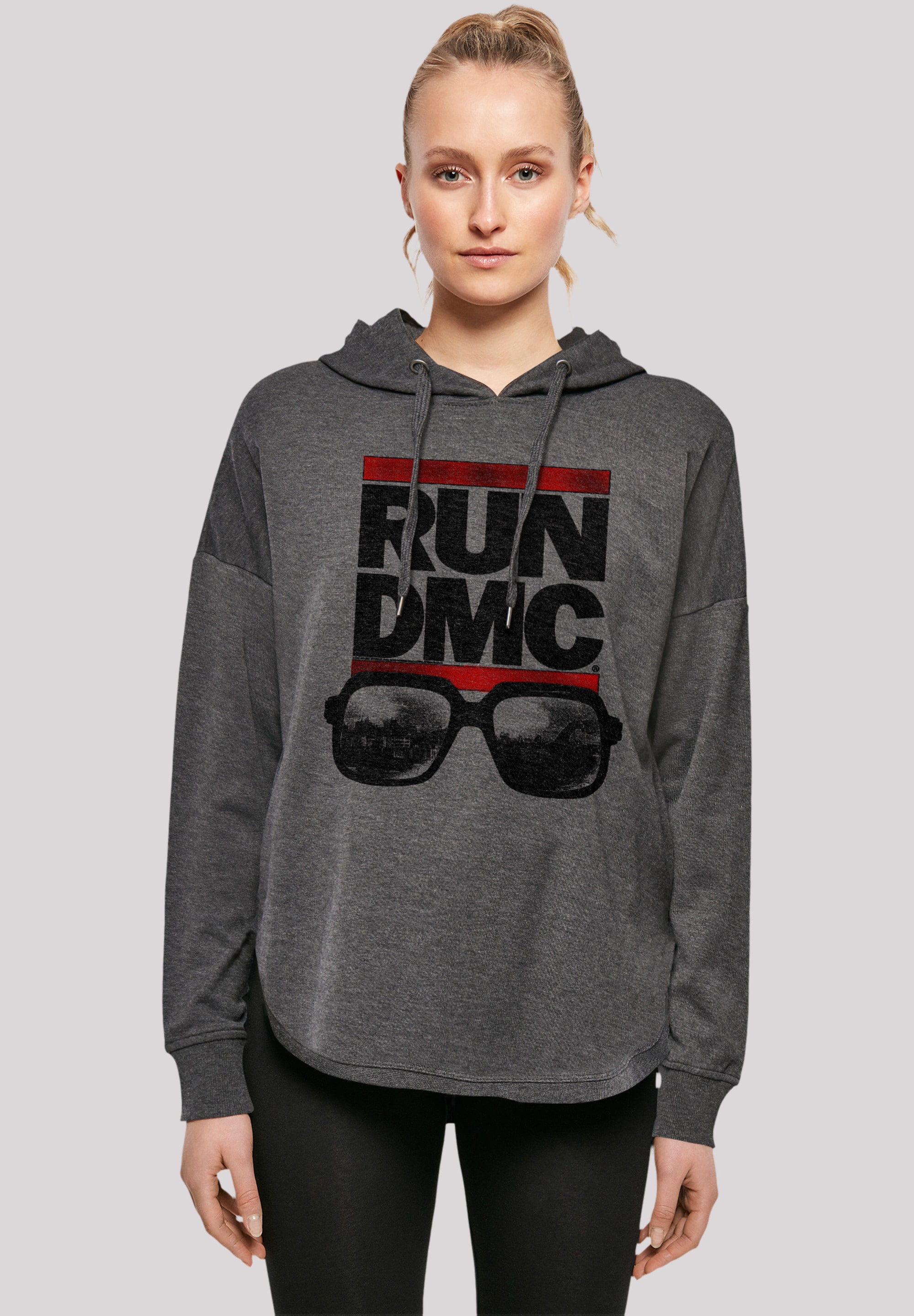 Sweatshirt F4NT4STIC "Run DMC Hip-Hop Music Band NYC", Damen, Gr. XL, grau (charcoal), Obermaterial: 100% Baumwolle, oversize, ohne Bündchen, Sweatshirts Sweatshirt, Musik,Band,Logo