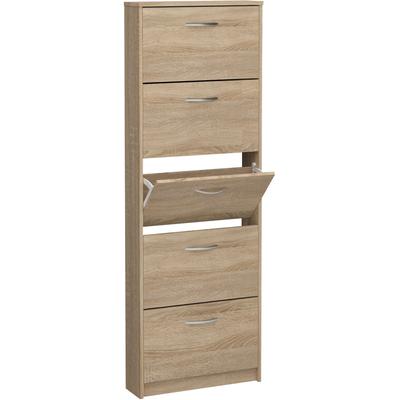 Schuhschrank FMD "Step 5", braun (eichefarben), B:58,5cm H:168,5cm T:17cm, Schränke, Schuhkipper mit 5 Schuhklappen, Höhe 168,5 cm, Tiefe 17 cm Image